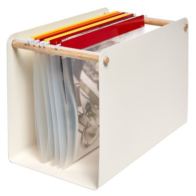 Squared Away&trade; Wood and Metal Hanging File Organizer in Coconut Milk