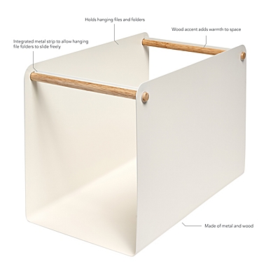 Squared Away&trade; Wood and Metal Hanging File Organizer in Coconut Milk. View a larger version of this product image.