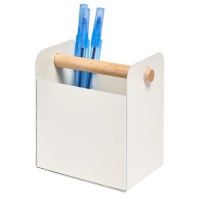 Squared Away Wood And Metal Pencil, Wooden Desk Caddy Australia