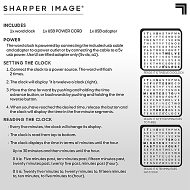 Sharper Image Word Clock with LED Light Display for sale online 