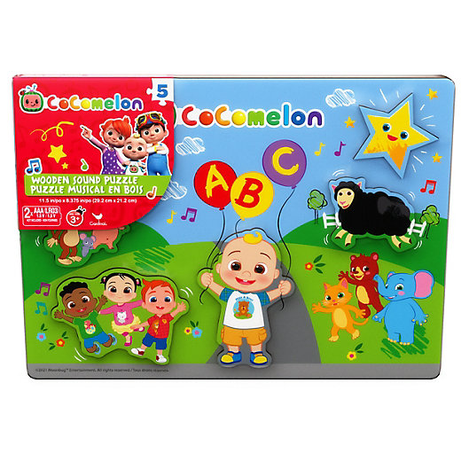 Alternate image 1 for Spin Master Cocomelon 5-Piece Wooden Musical Jumbo Jigsaw Puzzle