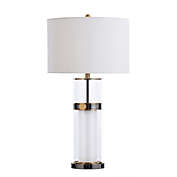 StyleCraft Logan Westray Double Glass Column Table Lamp in Nickel/Brass