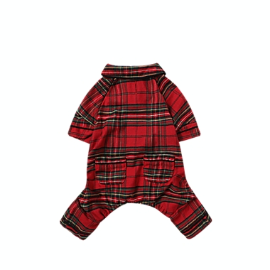 Bee &amp; Willow&trade; Large Holiday Dog Pajama in Red Plaid. View a larger version of this product image.