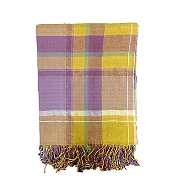 Bee & Willow&trade; Plaid Fringe Woven Outdoor Throw Blanket. View a larger version of this product image.