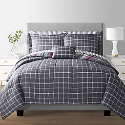 Aster Plaid 8-Piece Reversible California King Comforter Set in Red/Grey