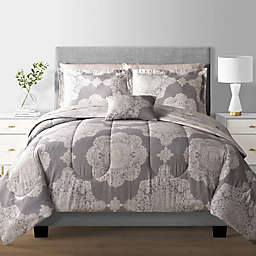 Lila 8-Piece Reversible King Comforter Set in Grey