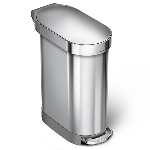 Alternate image 1 for simplehuman® Slim 45-Liter Step-On Trash Can with Liner Rim