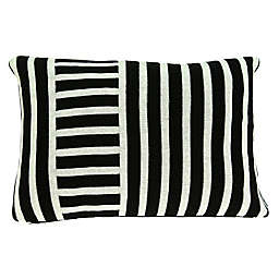 HomeRoots Elegant Stripes Lumbar Throw Pillow Cover in Black/White