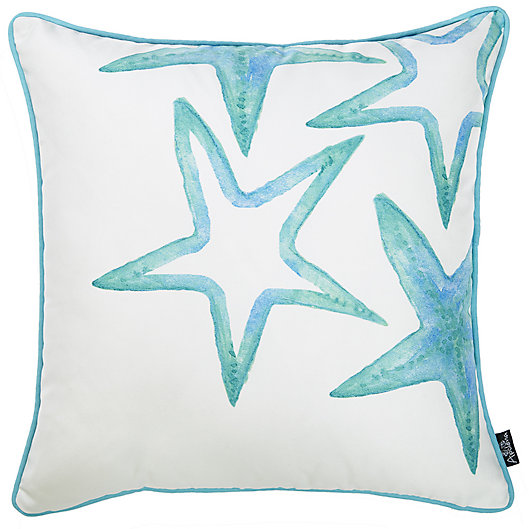 Alternate image 1 for HomeRoots Starfish Pillow Cover in White/Aqua Blue