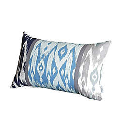 HomeRoots Ikat Oblong Throw Pillow Covers in Blue/Grey (Set of 4)