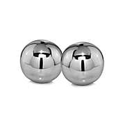 HomeRoots Shiny Polished Aluminum Decorative Spheres in Silver (Set of 2)