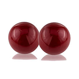 HomeRoots Poppy Enameled Aluminum Decorative Spheres in Red (Set of 2)