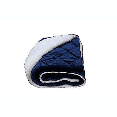 HomeRoots Quilted Throw Blanket in Navy/Blue. View a larger version of this product image.