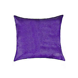 HomeRoots Handstitched Cowhide Square Throw Pillow in Purple