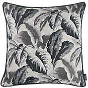HomeRoots Jacquard Tropical Leaf Square Throw Pillow Cover in Grey