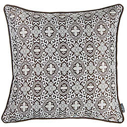 HomeRoots Geometric Square Throw Pillow Cover in Brown/Black