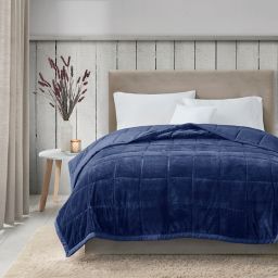 Madison Park Coleman Reversible Full/Queen Blanket in Navy