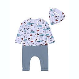 Kidding Around Size 9M 2-Piece Forest Friends Coverall and Bib Set in Sage