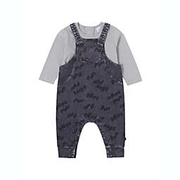 Kidding Around Size 9M 2-Piece Top and Overall Set in Grey/Green