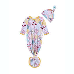 Kidding Around Newborn 2-Piece Mutlicolored Patchwork Nightgown and Beanie Set
