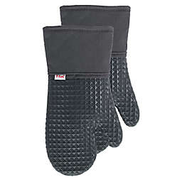 T-fal® 2-Pack Waffle Cotton and Silicone Oven Mitts in Charcoal