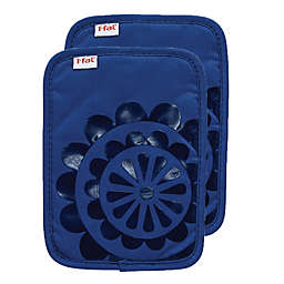 T-fal&reg; 2-Pack Medallion Cotton and Silicone Pot Holders in Blue