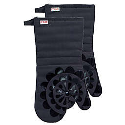 T-fal® 2-Pack Medallion Cotton and Silicone Oven Mitts in Charcoal