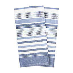 T-fal&reg; 2-Pack Skipping Stripe Dual Purpose Kitchen Towels in Navy/Capri