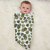 Jolly Jungle Sloth Baby Receiving Blanket in Green