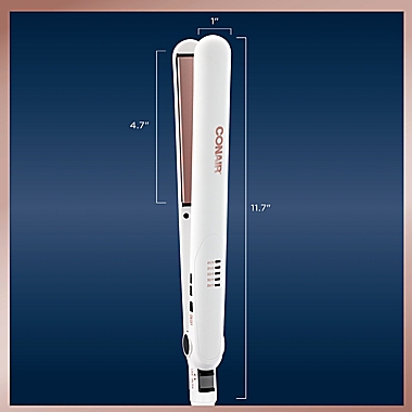 Conair&reg; Double Ceramic&trade; Flat Iron in White/Rose Gold. View a larger version of this product image.