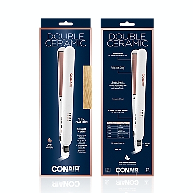 Conair&reg; Double Ceramic&trade; Flat Iron in White/Rose Gold. View a larger version of this product image.
