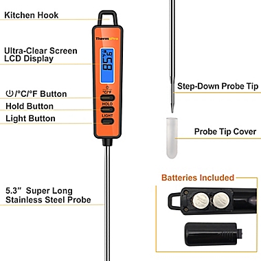 ThermoPro&reg; TP01A Digital Instant-Read Meat Cooking Thermometer in Orange/Black. View a larger version of this product image.