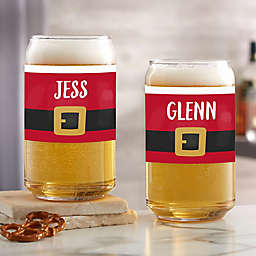 Santa Belt 16 oz. Personalized Christmas Beer Can Glass