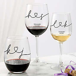 Drawn Together By Love Personalized 21-Ounce Stemless Wine Glass