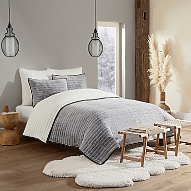 UGG&reg; Pine Ridge Tip 3-Piece Full/Queen Quilt Set in Charcoal. View a larger version of this product image.