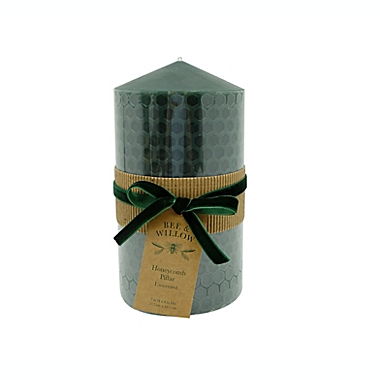 Bee &amp; Willow&trade; Holiday Honeycomb Large Pillar Candle in Green. View a larger version of this product image.