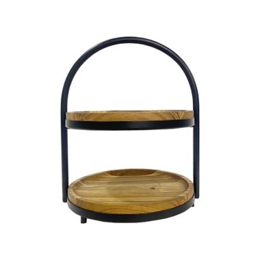 Bee &amp; Willow&trade; 2-Tier Wood Server with Stand in Black/Natural. View a larger version of this product image.