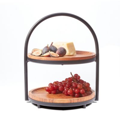 Bee &amp; Willow&trade; 2-Tier Wood Server with Stand in Black/Natural