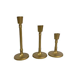 H for Happy™ 3-Piece Aluminum Taper Candle Holder Set in Gold