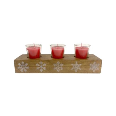 H for Happy&trade; 3-Piece Wooden Snowflake Votive Candle Holder