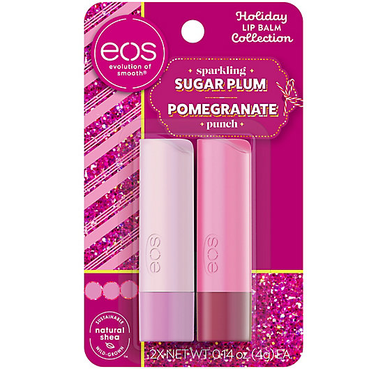 Alternate image 1 for eos™ 2-Piece Holiday Lip Balm Collection in Sparkling Sugar Plum and Pomegranate Punch