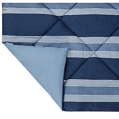 Brushed Microfiber Twin Comforter in Navy Stripe. View a larger version of this product image.