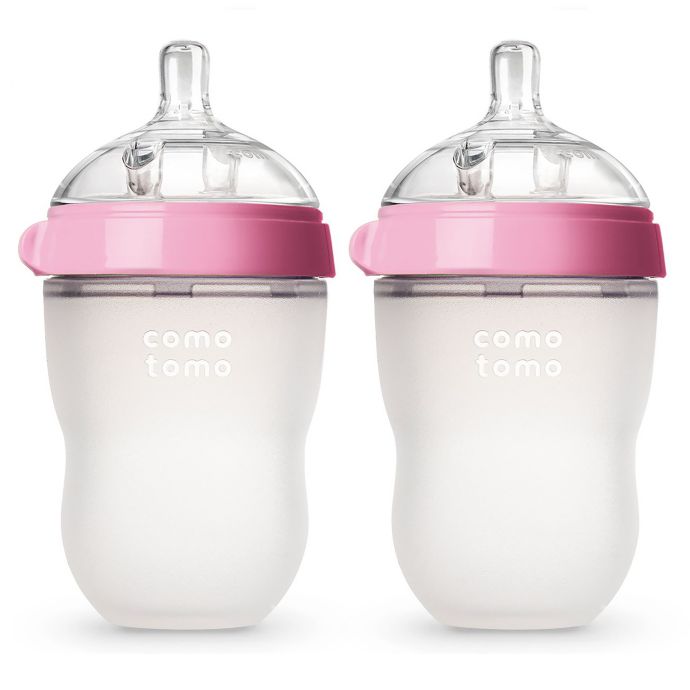 Comotomo 8 Ounce Baby Bottles In Pink 2 Pack Buybuy Baby