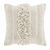 White Sand Square Throw Pillow in Beige