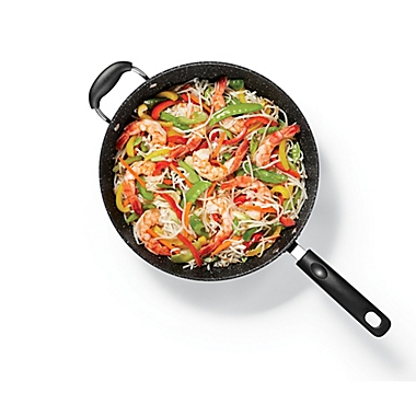 Starfrit The Rock Nonstick 13-Inch Aluminum Stir Fry Pan with Helper Handle. View a larger version of this product image.