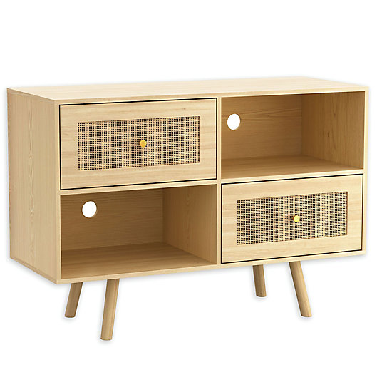Loft Luv Coda Collection Natural Wood Rattan Tv Entertainment Stand, Coda 6 Shelf Bookcase Dimensions
