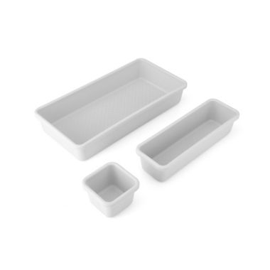Simply Essential&trade; 3-Piece Drawer Organizer Set in Cool Grey. View a larger version of this product image.