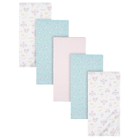 Alternate image 1 for Gerber® 5-Pack Princess Flannel Receiving Blankets in Pink