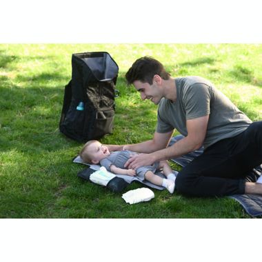 goldbug&trade; Roll Top Diaper Bag in Black. View a larger version of this product image.