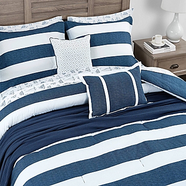 Nautica&reg; Highline 5-Piece King Comforter Bonus Set in Navy. View a larger version of this product image.
